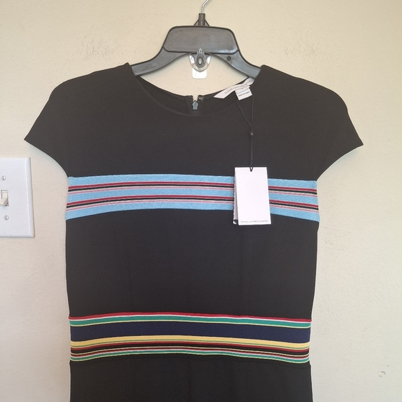 NWT Diane Von Furstenberg Hadlie Black Stripe Midi Sheath Workwear Dress Sz 8 - Picture 12 of 15